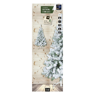 Sapin floqué blanc 180 cm design pied fourni - Le Dépôt Bailleul