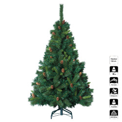 Sapin de Noël vert 150 cm avec pommes de pin - Le Dépôt Bailleul