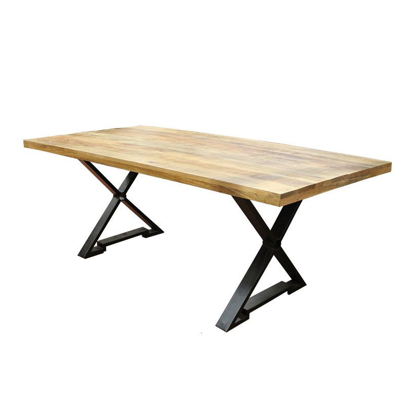 Table bois massif et pieds métal noir N°34