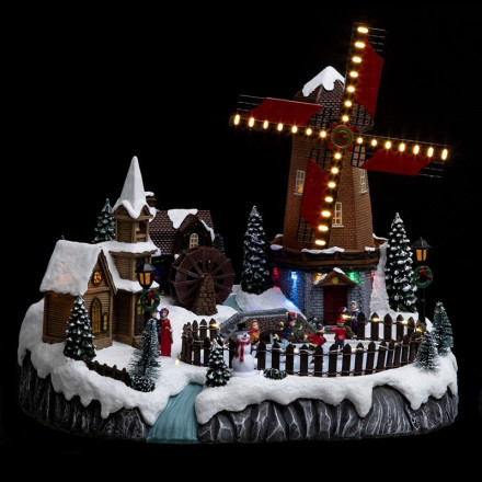 Village de Noel moulin lumineux et anime Le Depot Bailleul