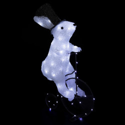 Lapin sur vélo lumineux extérieur 44 cm - Le Dépôt Bailleul