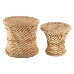 Set de 2 tables d'appoint en corde naturel Atmosphera - Le Dépôt Bailleul