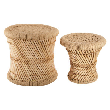 Set de 2 tables d'appoint en corde naturel Atmosphera - Le Dépôt Bailleul