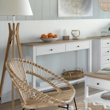 Console 2 tiroirs blanche Solen Atmosphera - Le Dépôt Bailleul