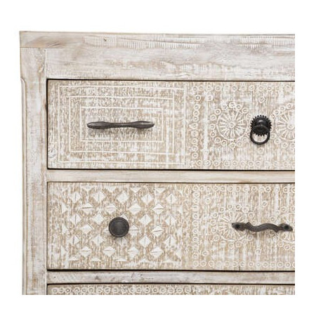 Commode 12 tiroirs Ajay manguier sculpté Atmosphera - Le Dépôt Bailleul
