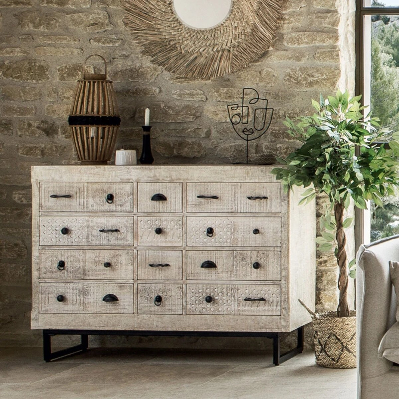 Promo Commode Ajay 6 Tiroirs, Commode Ajay 12 Tiroirs chez Maxi Bazar