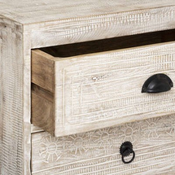 Chevet 3 tiroirs bois blanchi Ajay Atmosphera - Le Dépôt Bailleul