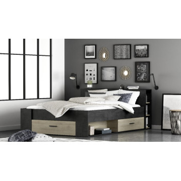 Lit 140x190 cm Pocket naturel et noir - Le Dépôt Bailleul