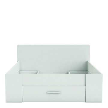 Lit 2 places, commode et chevets intégrés, blanc perle ou chêne, Pocket