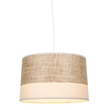 Suspension bi-matière tissu beige et rotin - Le Dépôt Bailleul