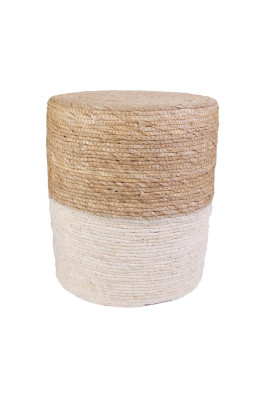 Pouf en jute beige et...