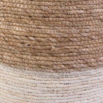 Pouf en jute beige et naturel pieds bois - Le Dépôt Bailleul