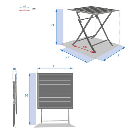 Table Alu Amica 2 Personnes - Pliable, Portable, Dimensions 80x60x55-75 Cm, Poids 5.08 Kg, Charge Max 30 Kg