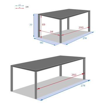 Table extensible 10p Evasion seigle et graphite Hespéride - Le Dépôt Bailleul