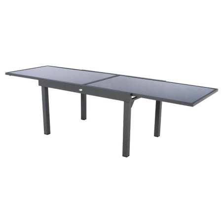 Table rectangulaire ext. verre Piazza 10 p. graphite Hespéride