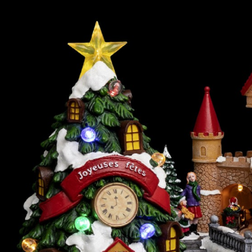 Château Père-Noël avec sapin lumineux + train animé - Le Dépôt Bailleul