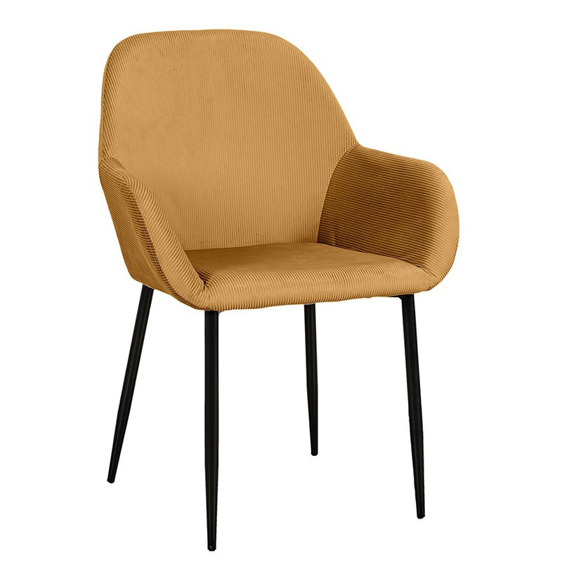 Fauteuil velours côtelé Giulia jaune moutarde