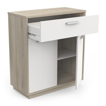 Meuble de rangement 2 portes 1 tiroir Léo - Le Dépôt Bailleul