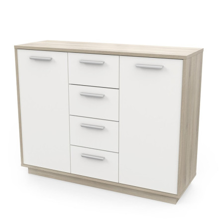 Buffet bas 2 portes 4 tiroirs Léo - Le Dépôt Bailleul