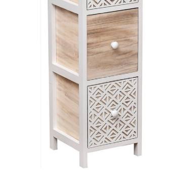 Meuble carré 3 tiroirs Séri bois blanc et décor - Le Dépôt Bailleul