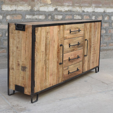 Buffet 2 portes 3 tiroirs manguier - Le Dépôt Bailleul