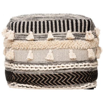 Pouf Lurex noir 45x45 cm Atmosphera - Le Dépôt Bailleul