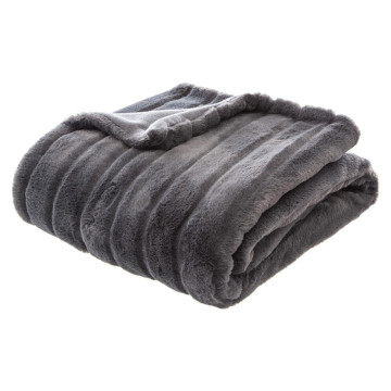 Plaid 120x160 fausse fourrure Manoir gris Atmosphera - Le Dépôt Bailleul