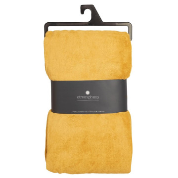 Plaid grand modèle microfibre 180x230 cm ocre - Le Dépôt Bailleul
