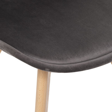 Chaise pieds bois velours gris uni Baya Atmosphera - Le Dépôt Bailleul