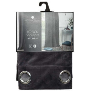 Rideau occultant velours gris foncé 140x260 Atmosphera - Le Dépôt Bailleul