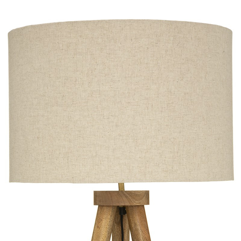 Lampadaire Tympanum trépied Bois Marron et Jaune | Leroy Merlin