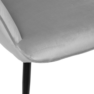 Fauteuil et tabouret velours Ermine gris Atmosphera - Le Dépôt Bailleul