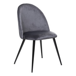 Chaise en velours Slano gris Atmosphera - Le Dépôt Bailleul