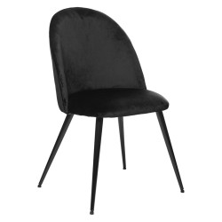 Chaise en velours Slano noir Atmosphera - Le Dépôt Bailleul