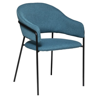 Fauteuil tissu bleu canard...