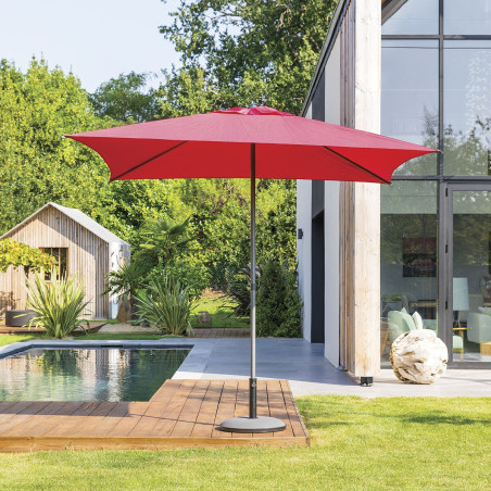 Parasol droit carré 2,5x2,5m Soya grenade Hespéride