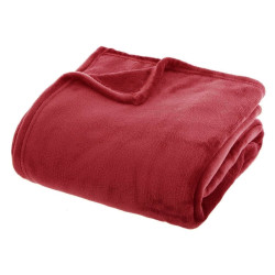 Plaid flanelle uni rouge 180x230 Atmosphera - Le Dépôt Bailleul