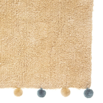 Tapis enfant 100x150 beige à pompons Atmosphera - Le Dépôt Bailleul