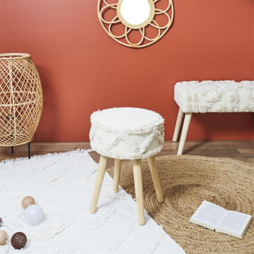 Tabouret ethnique pieds bois Mirage - Le Dépôt Bailleul