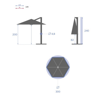 Parasol décentré rond Manoa bleu canard Hespéride - Le Dépôt Bailleul