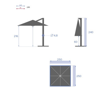 Parasol décentré carré Manoa bordeaux Hespéride - Le Dépôt Bailleul