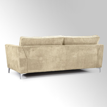 Canapé 3 places Isla velours côtelé beige - Le dépôt Bailleul