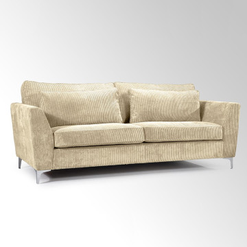 Canapé 3 places Isla velours côtelé beige - Le dépôt Bailleul