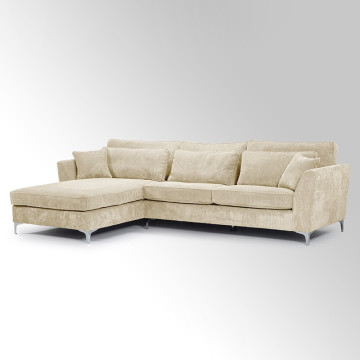 Canapé angle gauche velours côtelé beige Isla - Le Dépôt Bailleul