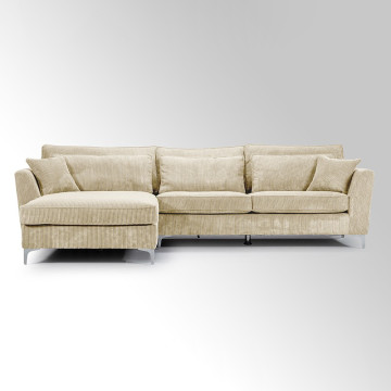 Canapé angle gauche velours côtelé beige Isla - Le Dépôt Bailleul
