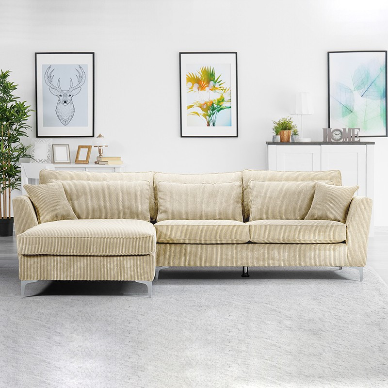 Canapé angle gauche velours côtelé beige Isla Le Dépôt Bailleul