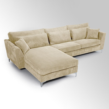 Canapé angle gauche velours côtelé beige Isla - Le Dépôt Bailleul