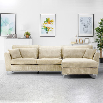 Canapé angle droit velours côtelé beige Isla - Le Dépôt Bailleul