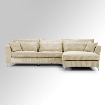 Canapé angle droit velours côtelé beige Isla - Le Dépôt Bailleul