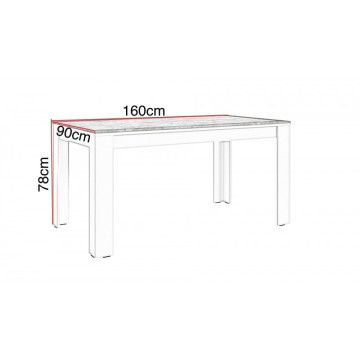 Table à manger 160cm blanc et gris béton Gent - Le Dépôt Bailleul